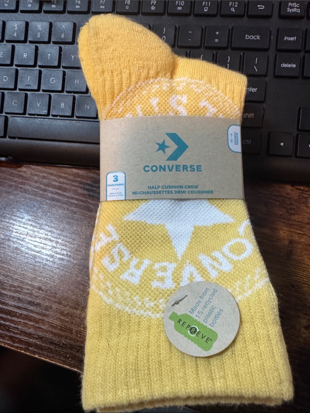 Converse NIP Women’s  Half Cushion Crew Socks - Yellow